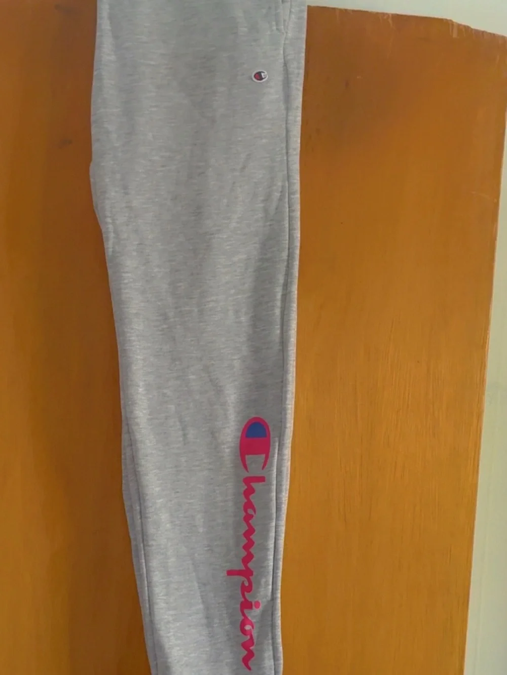 Champion Kids Grey Sweatpants with Pink Logo Accent